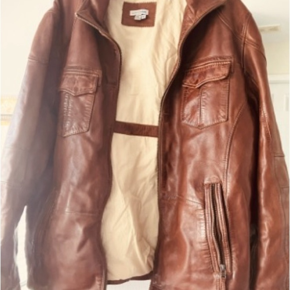 Men's Brown Leather Performance Jacket like new